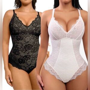 AS SEEN ON TICK TICK! Feelingirl Lace Bodysuit Set - Black and White
